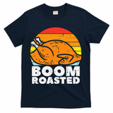 Boom Roasted Turkey Sunset Retro Thanksgiving T-Shirt - Navy