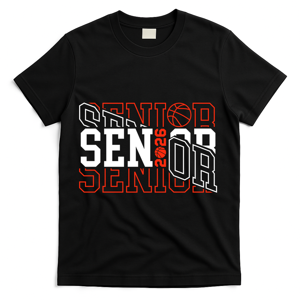 Basketball Senior 2026 Graduate Graduation T-Shirt - Black