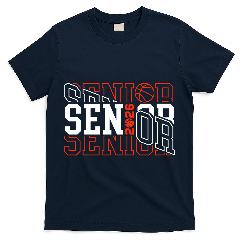 Basketball Senior 2026 Graduate Graduation T-Shirt - Navy