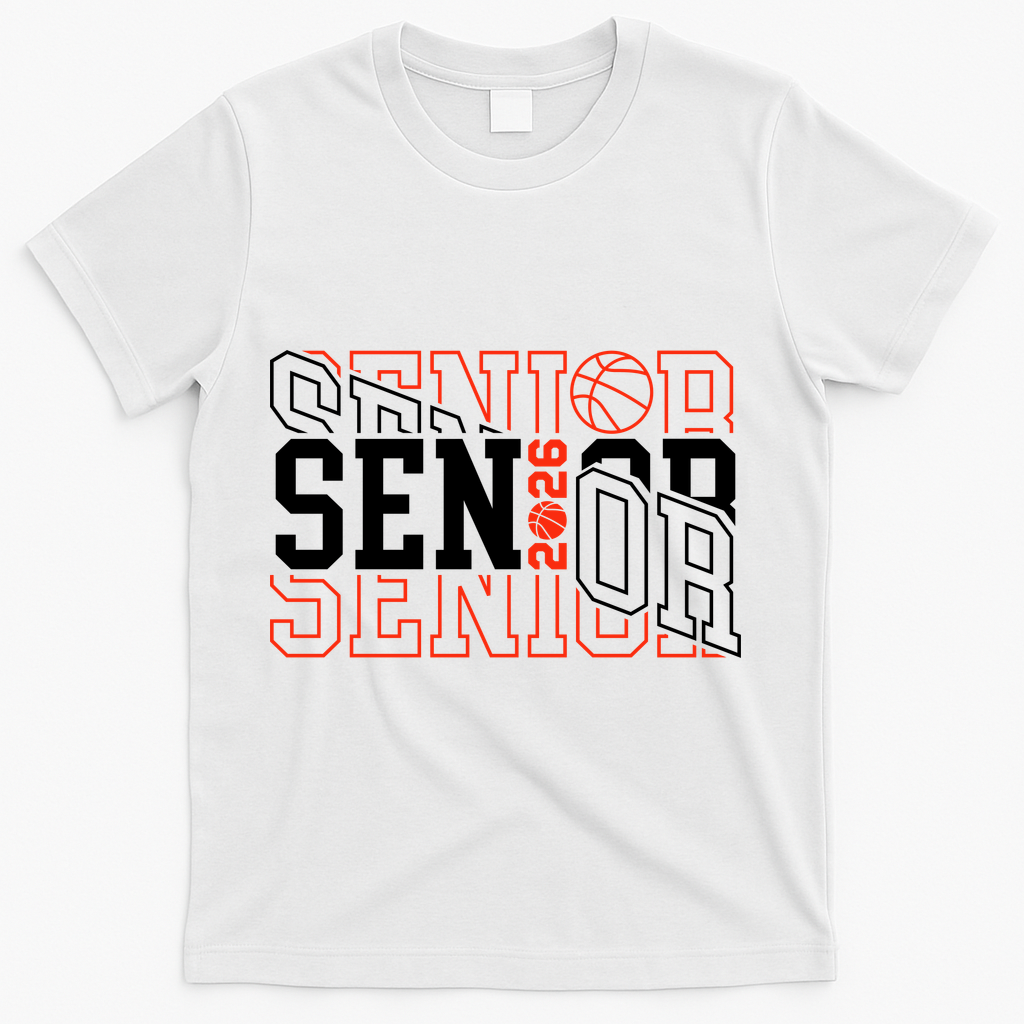 Basketball Senior 2026 Graduate Graduation T-Shirt - White