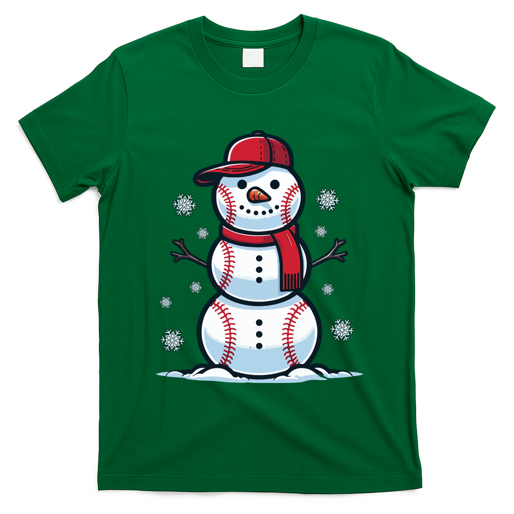 Baseball Snowman T-Shirt - Irish Green