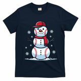 Baseball Snowman T-Shirt - Navy Blue