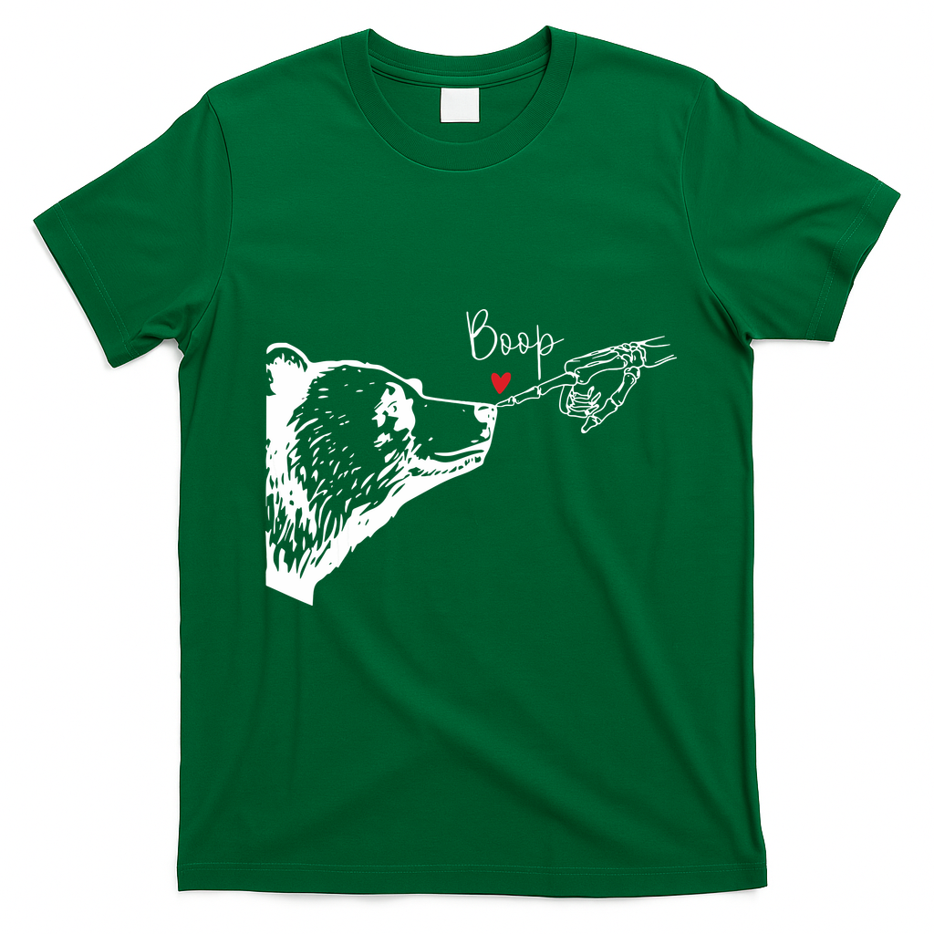 Bear Skeleton Boop Bear Funny Halloween Girl T-Shirt - Irish Green