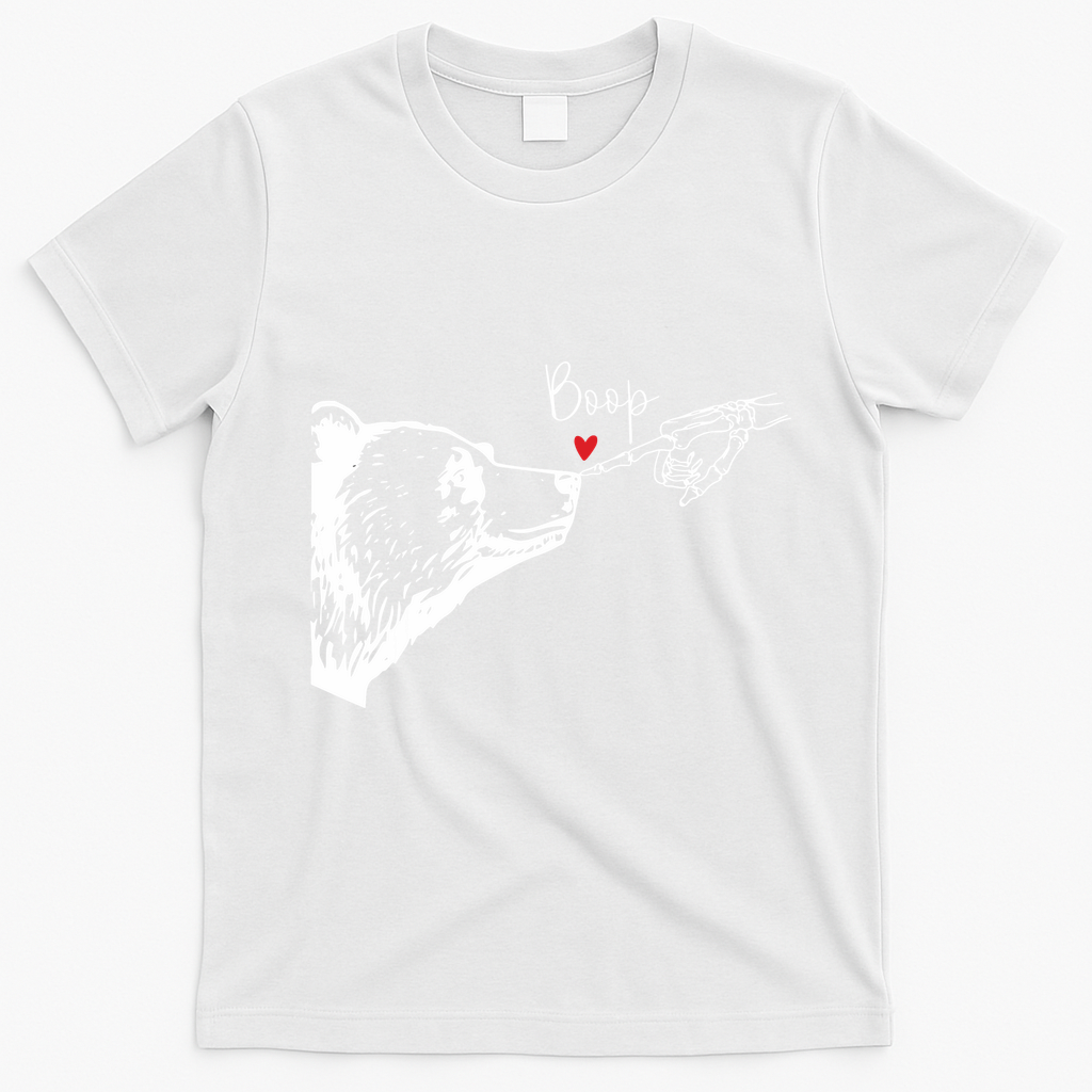 Bear Skeleton Boop Bear Funny Halloween Girl T-Shirt - White