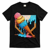 Baseball Sister Brother Drip Ice Cream Baseball Game Day T-Shirt