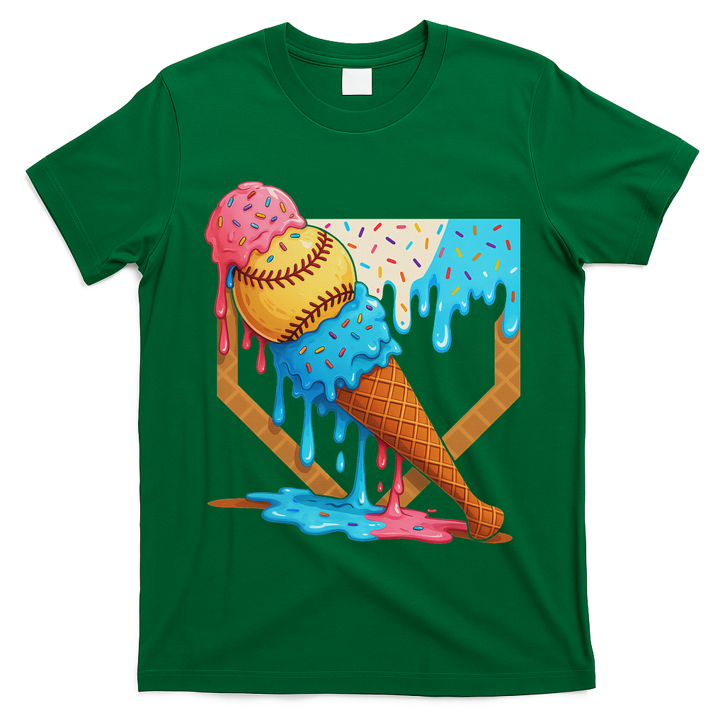 Baseball Sister Brother Drip Ice Cream Baseball Game Day T-Shirt