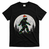 Bigfoot Santa Christmas Tree Lights Xmas Sasquatch T-Shirt - Black