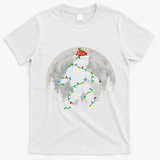 Bigfoot Santa Christmas Tree Lights Xmas Sasquatch T-Shirt - White