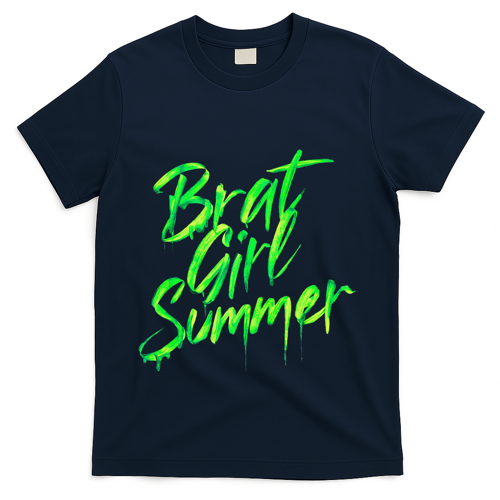 Brat Summer Cute Retro Summer T-Shirt - Navy