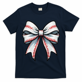 Baseball Softball Coquette Bow Game Heart Love Mom Life T-Shirt