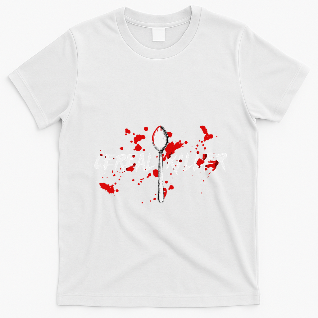 Bloody Spoon Cereal Killer Cereal Day T-Shirt - White