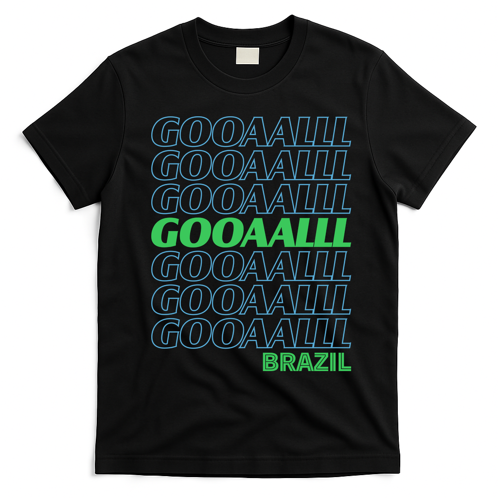 Brazil Soccer Fan Gear GOOAAALLL T-Shirt - Black