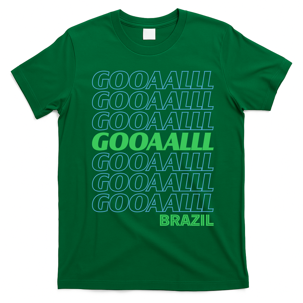 Brazil Soccer Fan Gear GOOAAALLL T-Shirt - Irish Green
