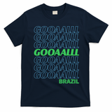 Brazil Soccer Fan Gear GOOAAALLL T-Shirt - Navy Blue