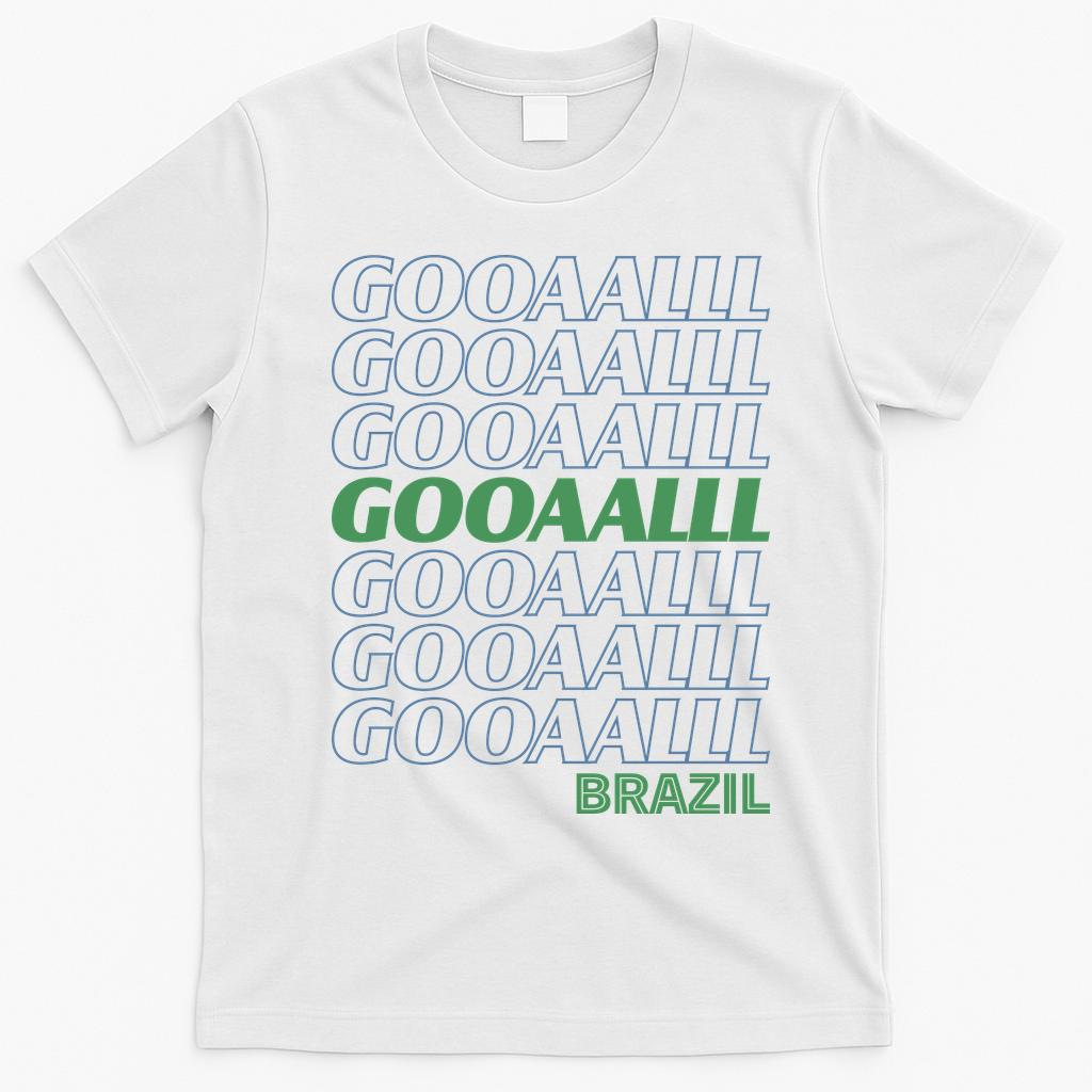 Brazil Soccer Fan Gear GOOAAALLL T-Shirt - White