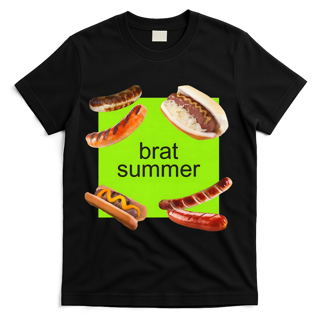 Brat Summer Funny Hot Dog Bratwurst Summer T-Shirt - Black