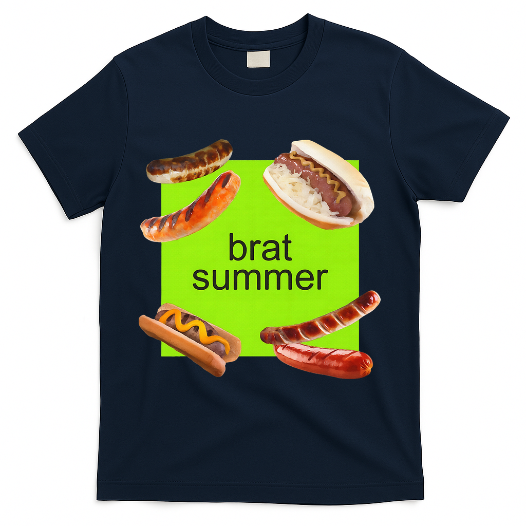 Brat Summer Funny Hot Dog Bratwurst Summer T-Shirt - Navy