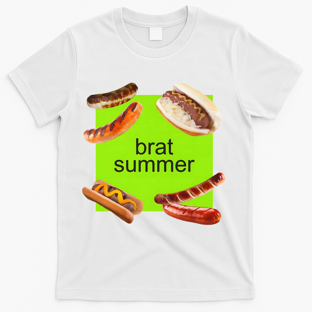 Brat Summer Funny Hot Dog Bratwurst Summer T-Shirt - White
