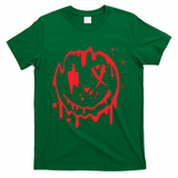 Bloody Smiling Face Splatter Graphic T-Shirt - Irish Green