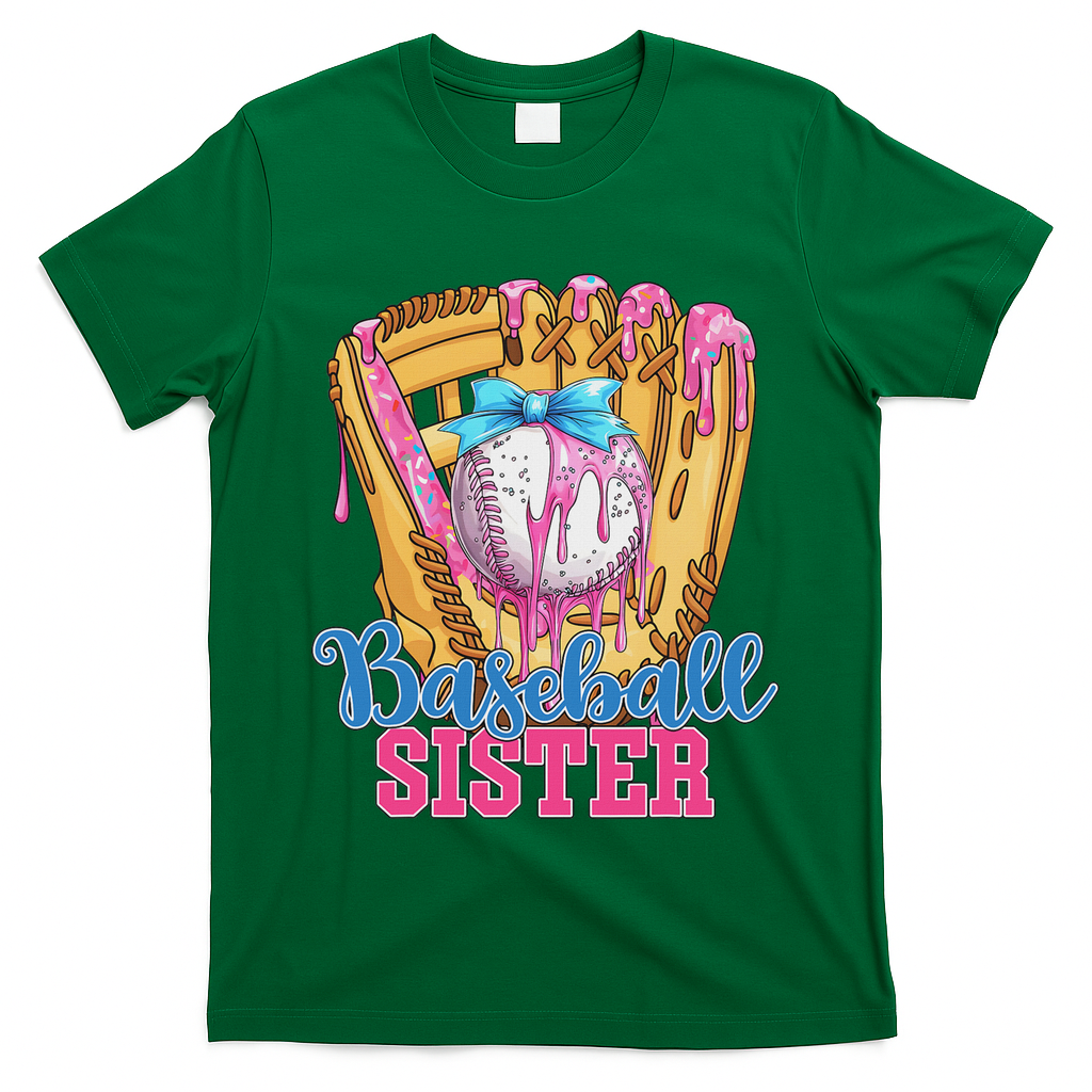 Baseball Sister Funny Baseball Ice Cream Drip Big Sister T-Shirt