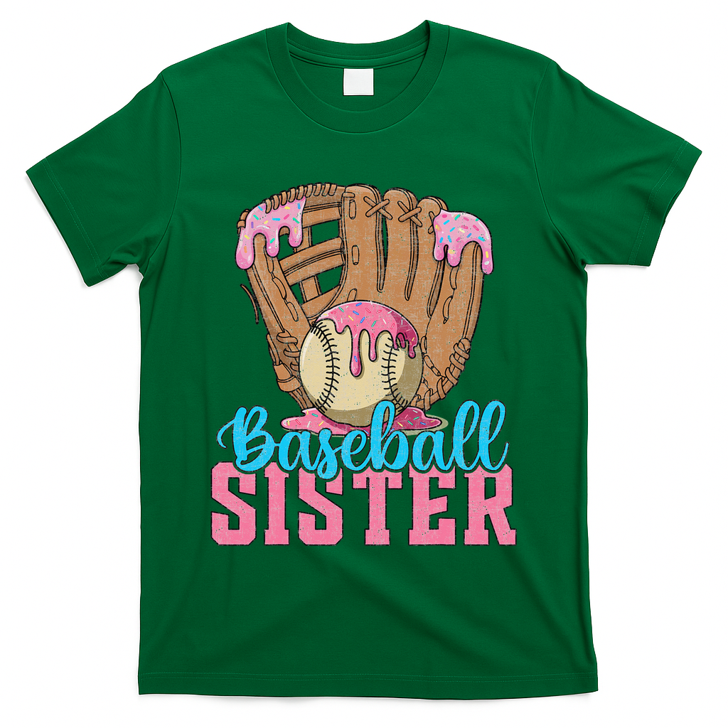 Baseball Sister Game Day Ice Cream Drip Baseball Big Sister T-Shirt
