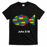 Brick Science John 3:16 ??Christian Faith With Fish Symbol, Bible Verse Apparel T-Shirt