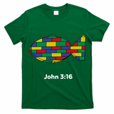 Brick Science John 3:16 ??Christian Faith With Fish Symbol, Bible Verse Apparel T-Shirt