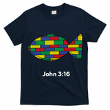 Brick Science John 3:16 ??Christian Faith With Fish Symbol, Bible Verse Apparel T-Shirt