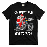 Biker Santa Motorcycle Fan Merry Christmas Xmas Holidays T-Shirt - Black