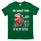 Biker Santa Motorcycle Fan Merry Christmas Xmas Holidays T-Shirt - Irish Green