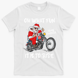 Biker Santa Motorcycle Fan Merry Christmas Xmas Holidays T-Shirt - White