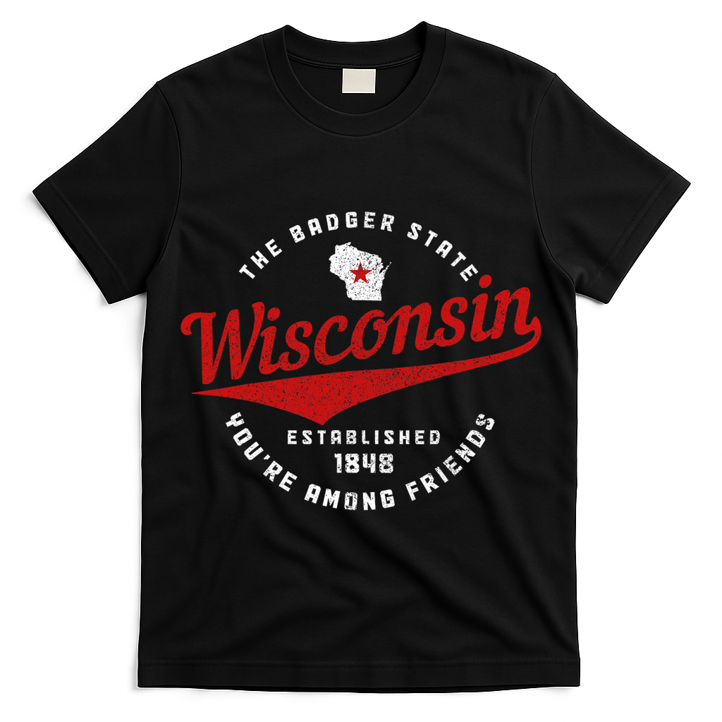 Badger State Map Pride Vintage Of Wisconsin T-Shirt