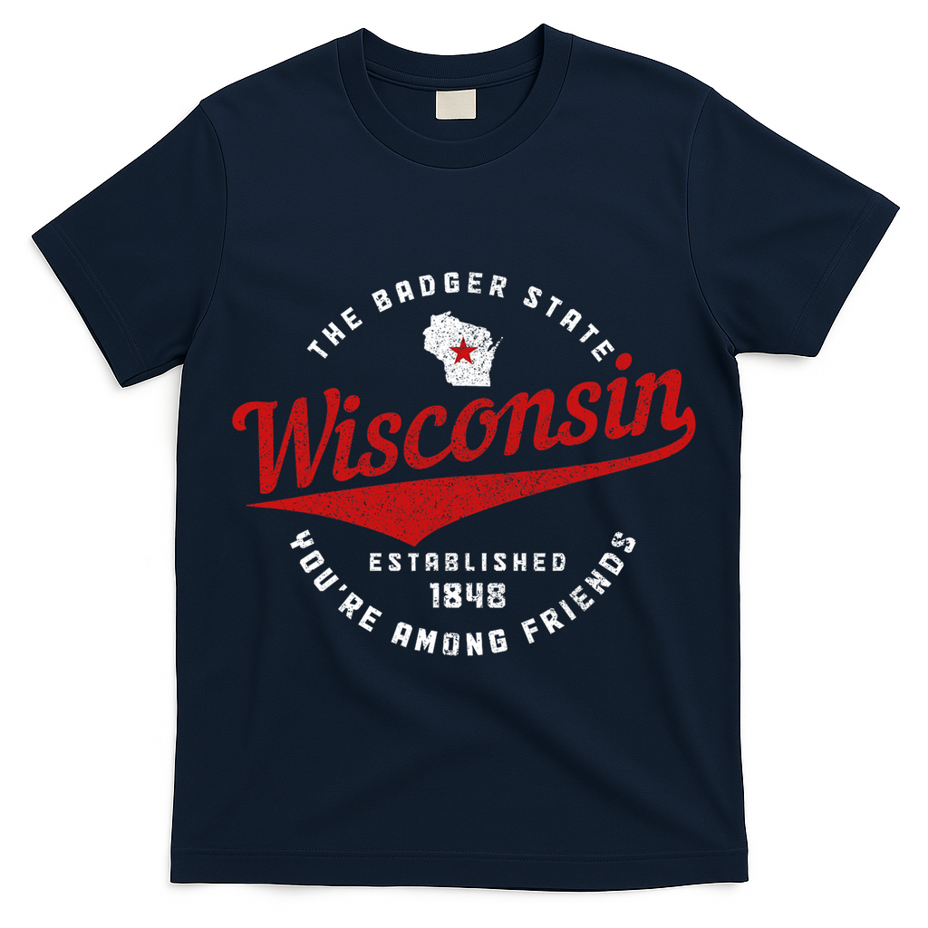 Badger State Map Pride Vintage Of Wisconsin T-Shirt