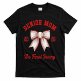 Baseball Senior Mom Coquette Bow Class Of 2026 Final Inning T-Shirt - Black