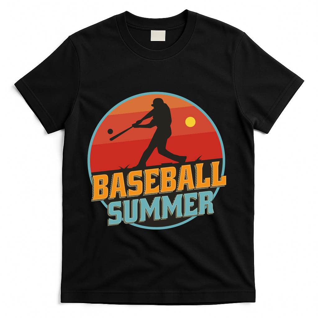 Baseball Summer Player T-Shirt - Black