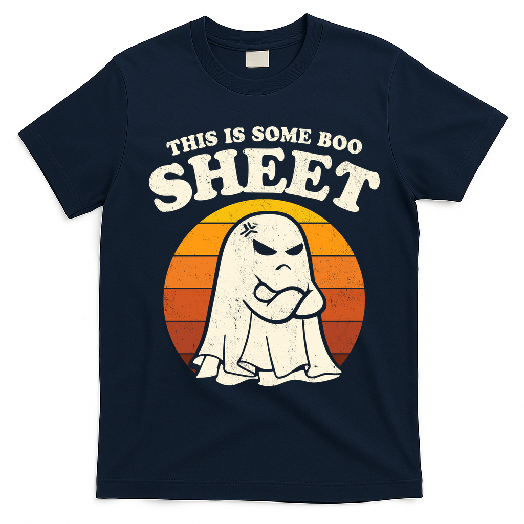 Boo Sheet Shirt This Is Some Boo Sheet Ghost Funny Retro Halloween T-Shirt - Navy Blue