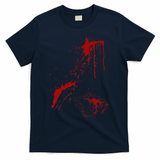 Blood Splatter Spatter Fake Bloody Halloween Zombie Victim T-Shirt - Navy Blue