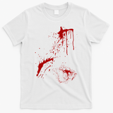 Blood Splatter Spatter Fake Bloody Halloween Zombie Victim T-Shirt - White