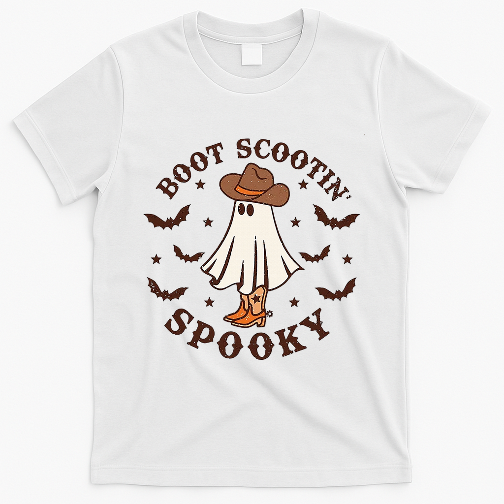 Boot Scootin Spooky Funny Halloween T-Shirt - White