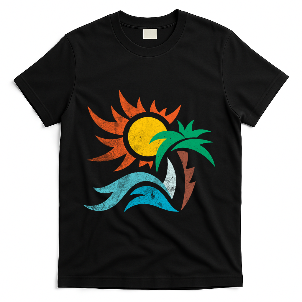 Beach Sunset Summer T-Shirt - Black