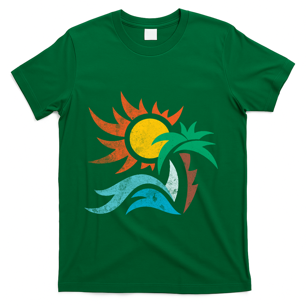 Beach Sunset Summer T-Shirt - Green