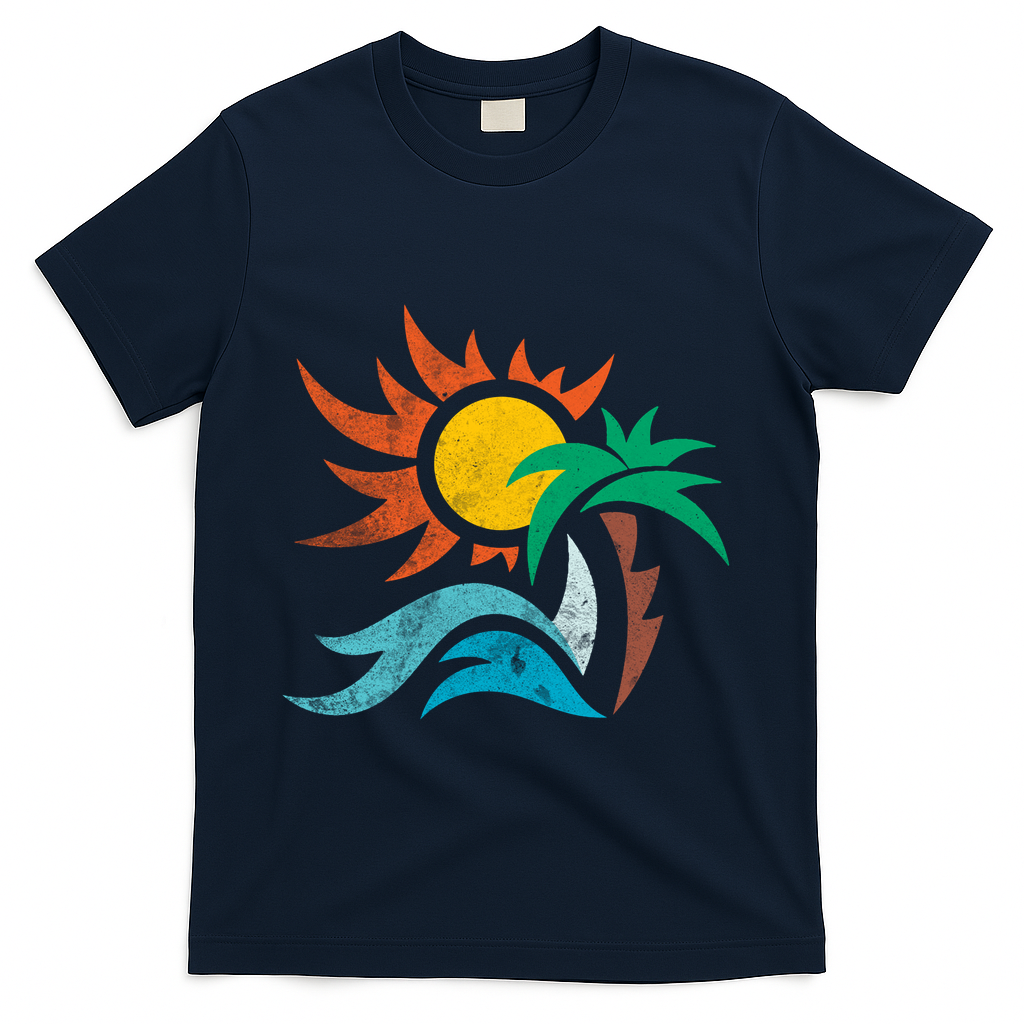 Beach Sunset Summer T-Shirt - Navy