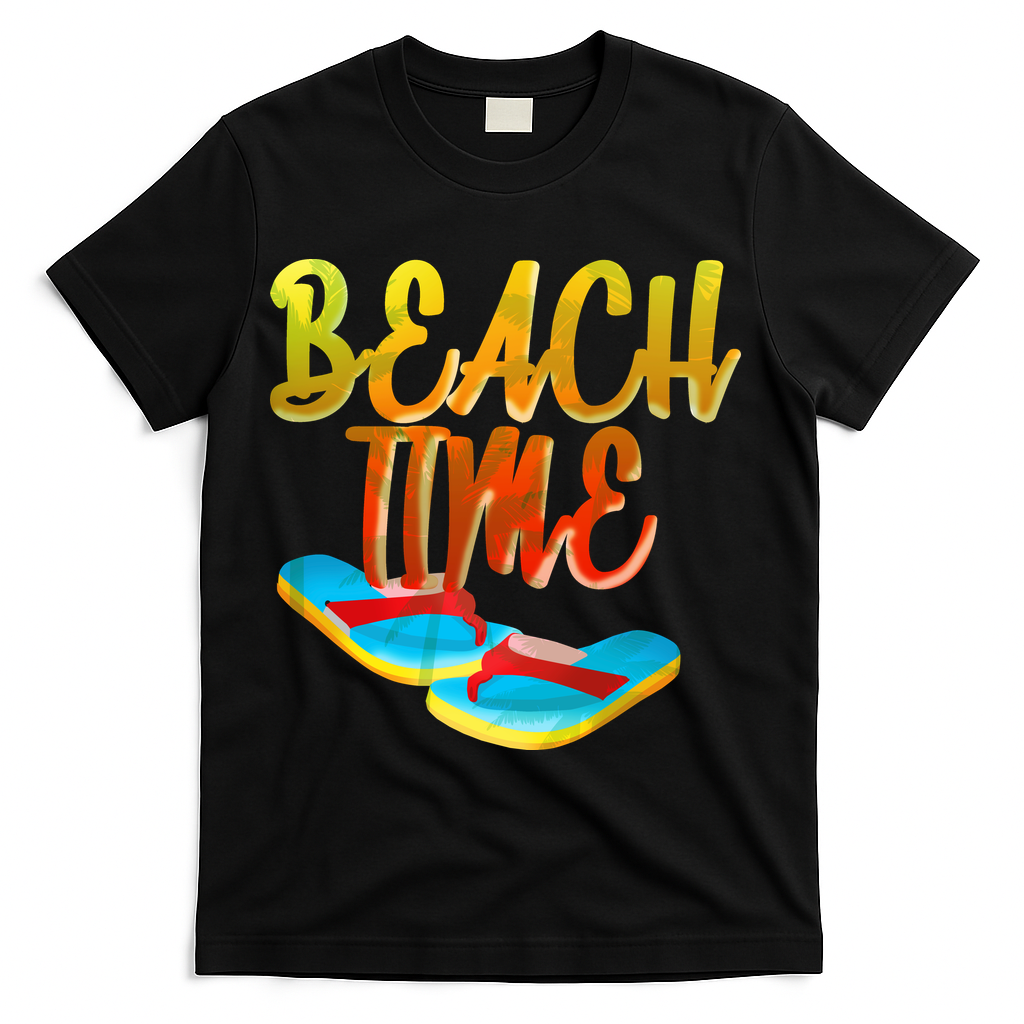 Summer Beach Time T-Shirt - Black