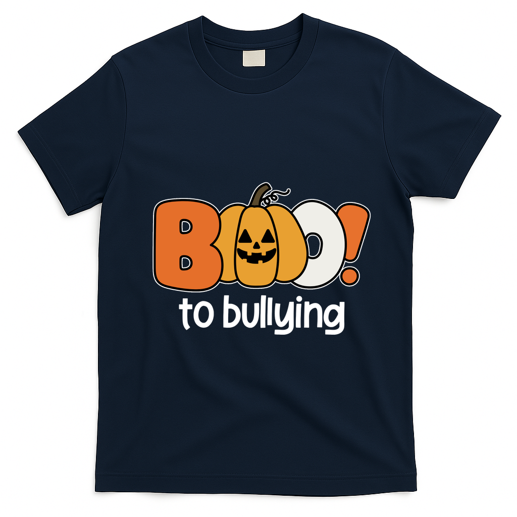 Boo To Bullying Anti Bullying Halloween T-Shirt - Navy Blue
