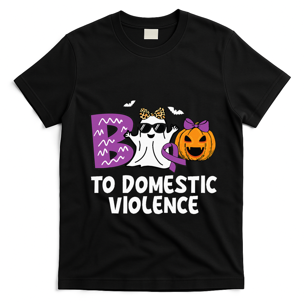 Boo To Domestic Violence Domestic Violence Awareness T-Shirt - Black