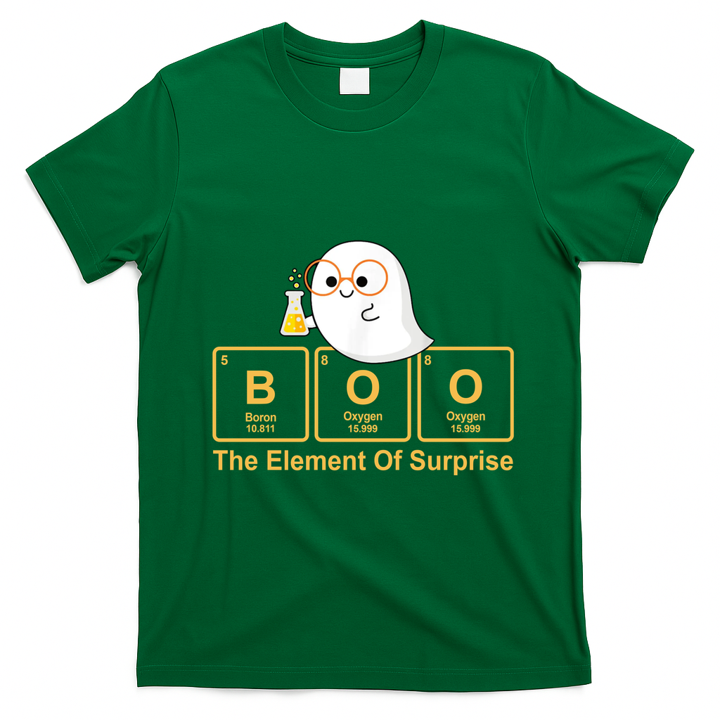 Boo The Element Of Surprise Ghost Chemist Halloween T-Shirt - Irish Green
