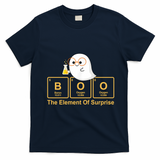 Boo The Element Of Surprise Ghost Chemist Halloween T-Shirt - Navy Blue