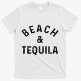Beach & Tequila Funny Summer Vacation Saying Slogan T-Shirt - White