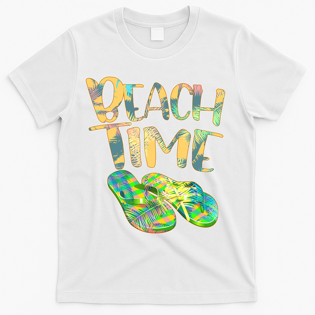 Beach Time Flip Flops Summer Fun T-Shirt - White
