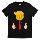 Bitcoin Trump Hair Cryptocurrency President Trump 45 47 Maga T-Shirt - Black